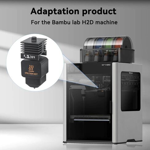 4 Pack H2D Hotend kit for Bambu Lab H2D/A1/A1 Mini 3D Printers, 0.2/0.4/0.6/0.8mm Print Head Hot End Kit Extruder Upgrade High-Temperature Hardened Steel Nozzle, Quick Swap Replacement in Kuwait