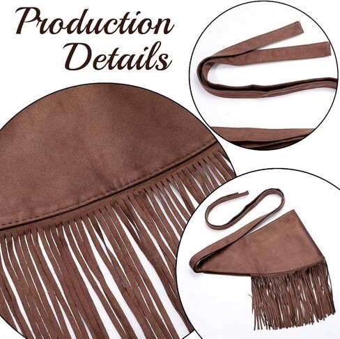 Brown Fringe Hip Scarf Gothic Punk Style Stylish Velvet Tassel Ballroom Jazz Dance Short Skirts Dress Waist Belts Triangle Sexy Wraps Coverups Scarves for Women Rave Party Jeans Outfits in Saudi Arabia