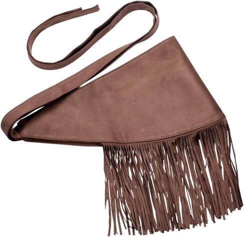 Brown Fringe Hip Scarf Gothic Punk Style Stylish Velvet Tassel Ballroom Jazz Dance Short Skirts Dress Waist Belts Triangle Sexy Wraps Coverups Scarves for Women Rave Party Jeans Outfits in Saudi Arabia