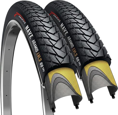 Fincci Nave Urban 700x45c Bike Tire - Pair Gravel Aramid 700c Tires 47-622 with 1mm Nylon Puncture Proof - Foldable 28 inch Bicycle Tyre for Road, Hybrid & City Commuter Bikes, 60 TPI in Saudi Arabia
