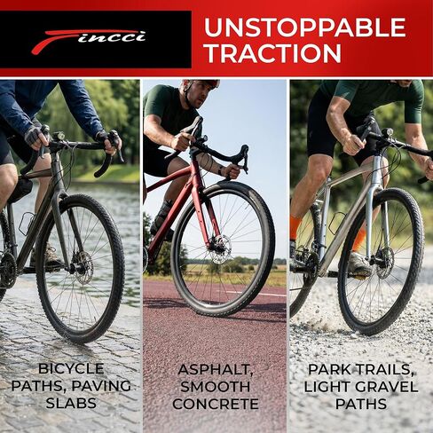 Fincci Nave Urban 700x45c Bike Tire - Pair Gravel Aramid 700c Tires 47-622 with 1mm Nylon Puncture Proof - Foldable 28 inch Bicycle Tyre for Road, Hybrid & City Commuter Bikes, 60 TPI in Saudi Arabia