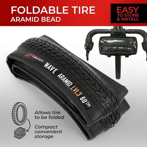 Fincci Nave Urban 700x45c Bike Tire - Pair Gravel Aramid 700c Tires 47-622 with 1mm Nylon Puncture Proof - Foldable 28 inch Bicycle Tyre for Road, Hybrid & City Commuter Bikes, 60 TPI in Saudi Arabia