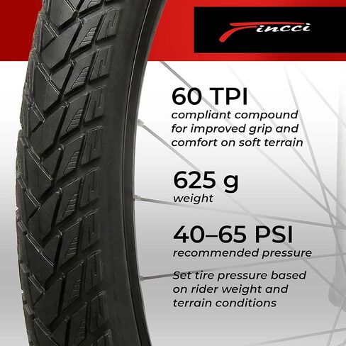Fincci Nave Urban 700x45c Bike Tire - Pair Gravel Aramid 700c Tires 47-622 with 1mm Nylon Puncture Proof - Foldable 28 inch Bicycle Tyre for Road, Hybrid & City Commuter Bikes, 60 TPI in Saudi Arabia