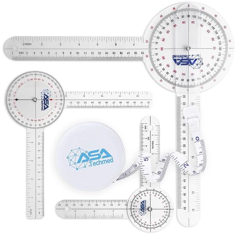 ASA TECHMED Goniometer Set 4 Pieces 12", 8", 6" Body Measuring Tape - Physical Therapy, Occupational Therapy, Fitness, Medical Protractor Angle Ruler in Saudi Arabia