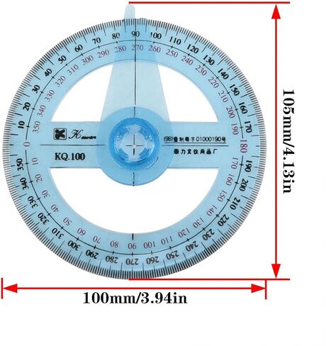 AYLIFU 2PCS Swing Arm Protractor 4 Inch 360 Protractor Plastic Transparent Full Circle Protractor for Mathematical Geometry Measurement Tools in Saudi Arabia