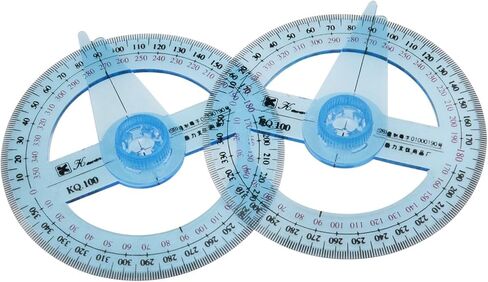 AYLIFU 2PCS Swing Arm Protractor 4 Inch 360 Protractor Plastic Transparent Full Circle Protractor for Mathematical Geometry Measurement Tools in Saudi Arabia