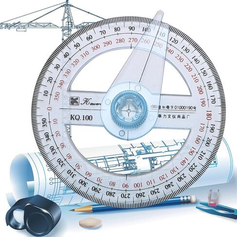 AYLIFU 2PCS Swing Arm Protractor 4 Inch 360 Protractor Plastic Transparent Full Circle Protractor for Mathematical Geometry Measurement Tools in Saudi Arabia