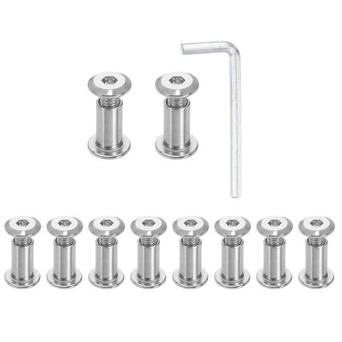 HARFINGTON 10 Set M6x50mm Hex Drive Socket Cap Bolt and M6x12mm Nuts with M4 Hex Wrench, Furniture Connector Bolts and Screws for Furniture Countersunk Belt, Silver in Saudi Arabia