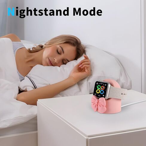 حامل شاحن لساعة Apple، حامل شاحن بعقدة وردية اللون متوافق مع Apple Watch Series Ultra/SE/10/9/8/7/6/5/4/3/2/1 (49/45/44/41/40 مم)، منظم قاعدة شحن iWatch لسطح المكتب من السيليكون in Kuwait