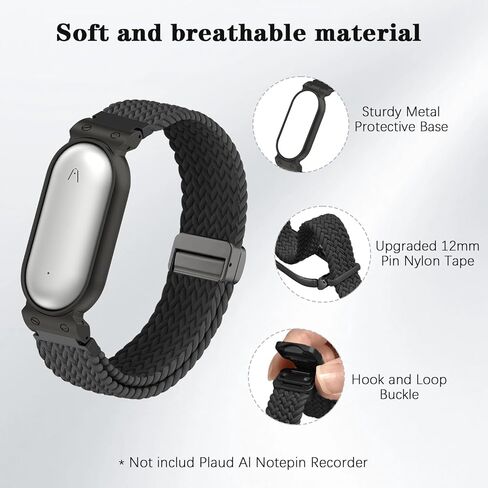Bolesi Wristband Compatible with Plaud NotePin S/NotePin AI Voice Recorder,Metal Protective Case Soft Stretchy Breathable Nylon Magnetic Clasp Strap for Plaud NotePin Voice Recorder Accessory in Saudi Arabia