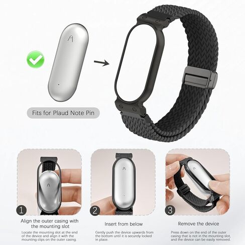 Bolesi Wristband Compatible with Plaud NotePin S/NotePin AI Voice Recorder,Metal Protective Case Soft Stretchy Breathable Nylon Magnetic Clasp Strap for Plaud NotePin Voice Recorder Accessory in Saudi Arabia