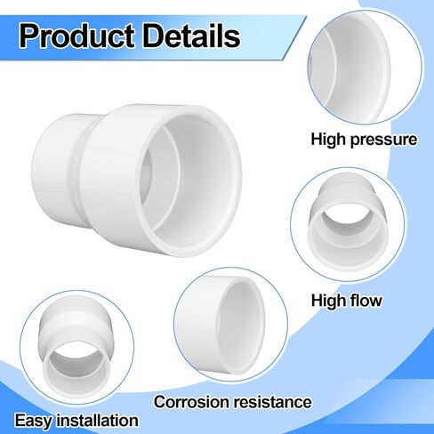 2 Pcs 2-1/2" x 2" PVC DWV Reducer Coupling Adapter (Socket x Socket) Schedule 40 Slip Reducing Coupling Pipe Fittings for Home Sewer Plumbing in Saudi Arabia