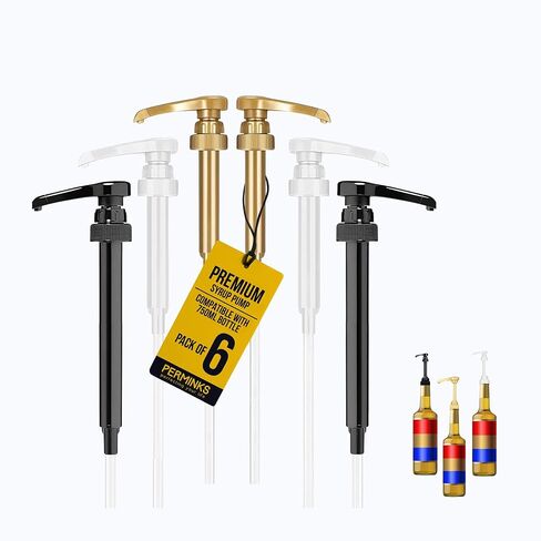 Syrup Pumps- Compatible with Torani and Davinci Bottles (25.4 oz-750ml) (Set of 6, White) in Saudi Arabia
