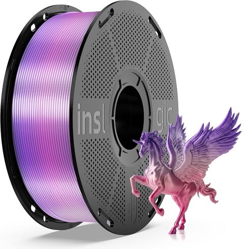 Inslogic Rainbow PLA Filament 1.75 مم، خيوط طابعة ثلاثية الأبعاد متدرجة متعددة الألوان +/- 0.02 مم، 1 كجم (2.2 رطل)، خيوط قوس قزح ملفوفة بدقة (متدرج أرجواني إلى وردي) in Saudi Arabia