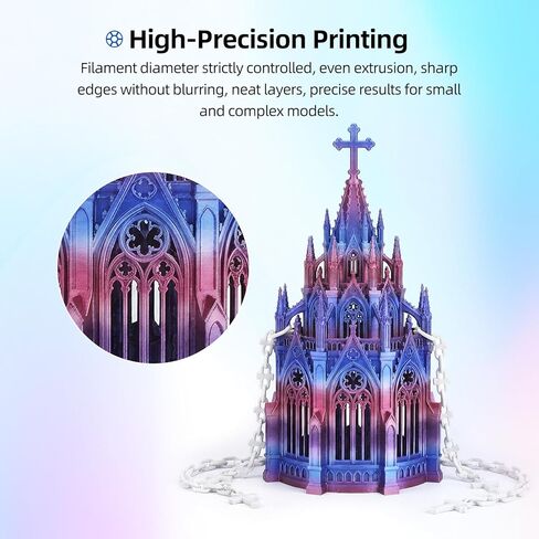 Inslogic Rainbow PLA Filament 1.75mm, Multicolor Gradient 3D Printer Filament +/- 0.02mm, 1kg(2.2lbs), Neatly Wound Rainbow Filament(Purple to Pink Gradient) in Saudi Arabia