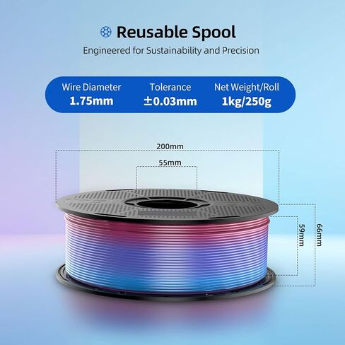 Inslogic Rainbow PLA Filament 1.75mm, Multicolor Gradient 3D Printer Filament +/- 0.02mm, 1kg(2.2lbs), Neatly Wound Rainbow Filament(Purple to Pink Gradient) in Saudi Arabia