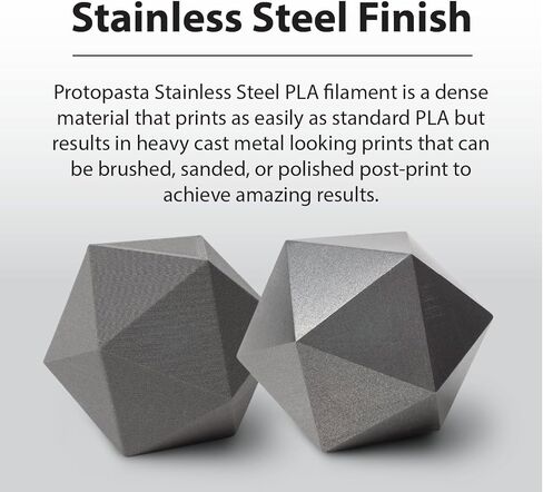 Protopasta Stainless Steel Filled PLA 3D Printer Filament | ProtoPlant Metal-Filled PLA Plastic Printer Filament with 60% Steel | Polish & Patina Friendly Metal Composite Filament | 1kg Metallic Spool in Saudi Arabia