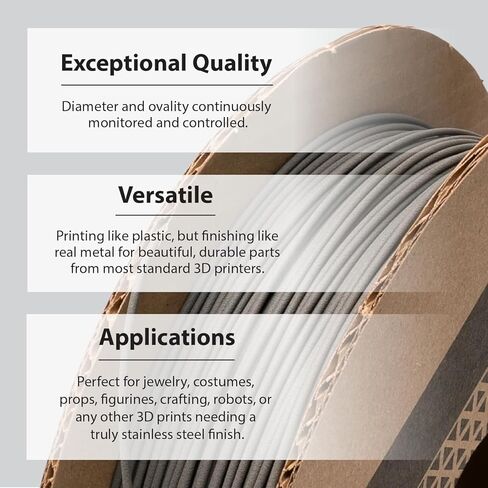 Protopasta Stainless Steel Filled PLA 3D Printer Filament | ProtoPlant Metal-Filled PLA Plastic Printer Filament with 60% Steel | Polish & Patina Friendly Metal Composite Filament | 1kg Metallic Spool in Saudi Arabia