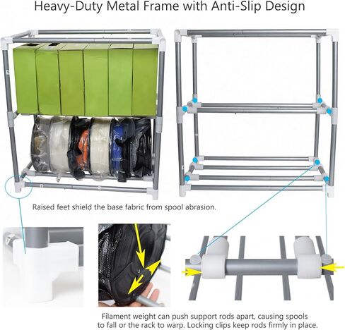 3D Printer Filament Rack - 2 Tiers Metal Filament Storage with Cloth Cover,Moisture Proof Storage Organizer for PLA, PETG, ABS - Space Saving Spool Stand with Ziplock Vacuum Storage Bags in Saudi Arabia