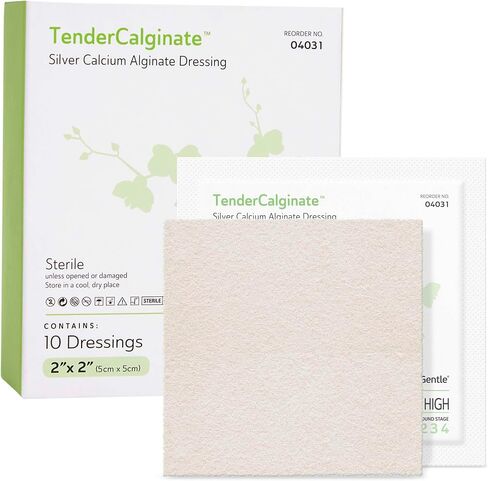 Silver Calcium Alginate Wound Dressings 4x5-10 Sterile Highly Absorbent Dressings for Moderate and Heavy Exudate - Good for Hospitals, Medical Facilities, and Nursing Homes in Saudi Arabia