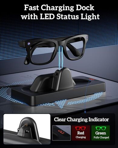 قاعدة شحن لنظارات Ray-Ban Meta الذكية، محطة شحن OLCLSS لـ Wayfarer/Headliner/Skyler، حامل شاحن لنظارات Ray-Ban Meta الذكية، قاعدة ثابتة غير قابلة للانزلاق، مؤشر LED in Saudi Arabia