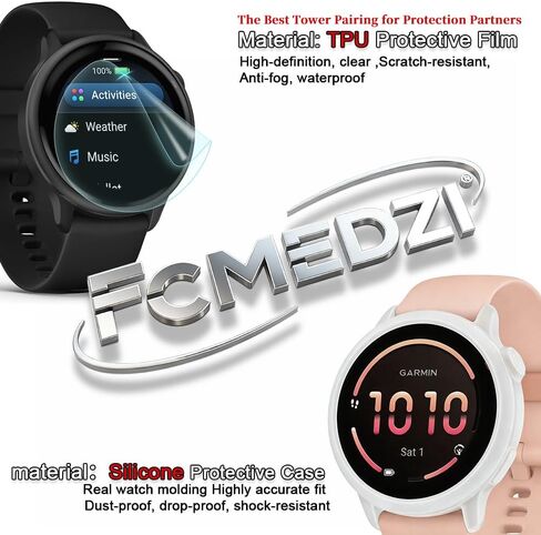 متوافق مع واقي الشاشة Garmin vivoactive 6، طبقة حماية لشاشة TPU عالية الدقة غير مقسى وغطاء إطار ناعم من السيليكون (عبوة من 4+2) in Saudi Arabia