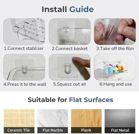 Shower Caddy Adhesive Replacement 6 Pack, Adhesive Sticker Hook Bath Toy Storage Holder, No Drilling Adhesive Hook 6 Pack in Saudi Arabia