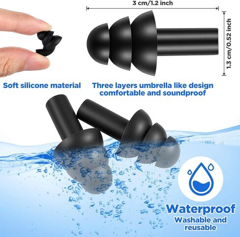 200 Pairs Silicone Ear Plugs Reusable Waterproof EarPlugs Sleeping Noise Cancelling Soft Foam Ear Plugs Hearing Protection for Swimming, Concerts, Shooting, Travel, and Construction in Saudi Arabia