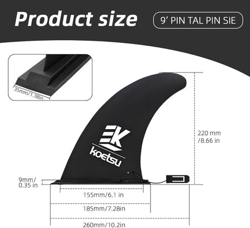 استبدال زعانف لوح التجديف العالمي مقاس 9 بوصة، زعنفة مركزية متينة من مادة PVC سريعة التحرير لـ SUP القابلة للنفخ، وألواح ركوب الأمواج، وقوارب الكاياك، والألواح الطويلة - ثبات معزز، وتتبع، وتركيب بدون أدوات (أسود) in Kuwait