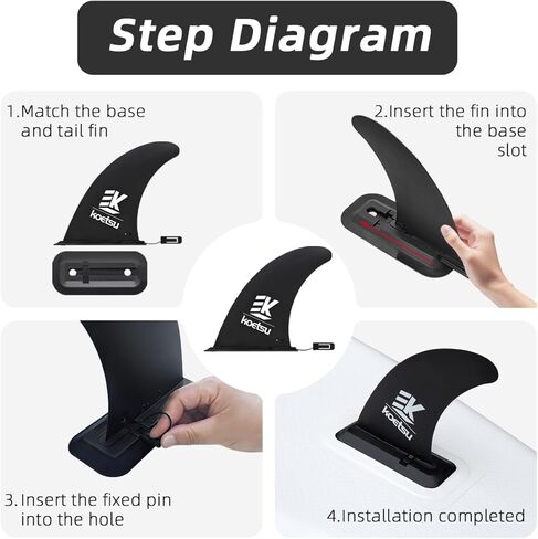 استبدال زعانف لوح التجديف العالمي مقاس 9 بوصة، زعنفة مركزية متينة من مادة PVC سريعة التحرير لـ SUP القابلة للنفخ، وألواح ركوب الأمواج، وقوارب الكاياك، والألواح الطويلة - ثبات معزز، وتتبع، وتركيب بدون أدوات (أسود) in Kuwait
