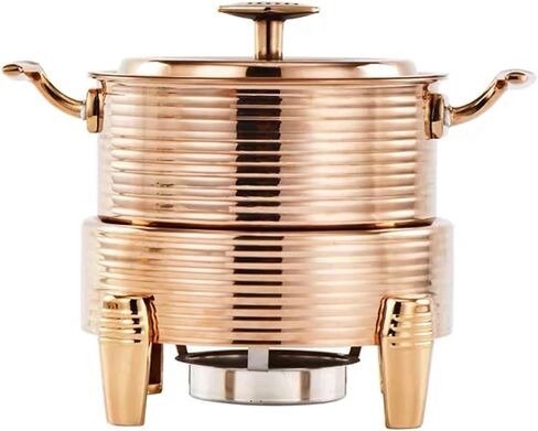 Catering Buffet Servers and Heaters - Stainless Steel Hot Pot Buffet Set, Hot Plate Buffet Set, Food Warmer for Catered Events, Round Hot Pot Buffet Set,Silver-22cm (Gold 28cm in Saudi Arabia