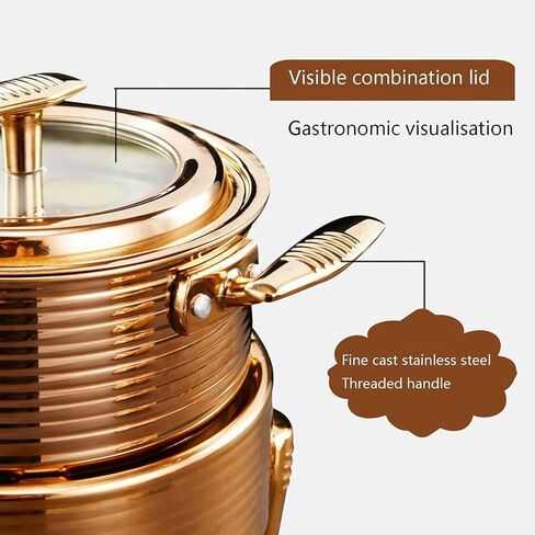 Catering Buffet Servers and Heaters - Stainless Steel Hot Pot Buffet Set, Hot Plate Buffet Set, Food Warmer for Catered Events, Round Hot Pot Buffet Set,Silver-22cm (Gold 28cm in Saudi Arabia