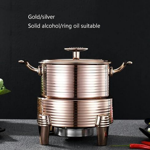 Catering Buffet Servers and Heaters - Stainless Steel Hot Pot Buffet Set, Hot Plate Buffet Set, Food Warmer for Catered Events, Round Hot Pot Buffet Set,Silver-22cm (Gold 28cm in Saudi Arabia