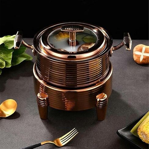 Catering Buffet Servers and Heaters - Stainless Steel Hot Pot Buffet Set, Hot Plate Buffet Set, Food Warmer for Catered Events, Round Hot Pot Buffet Set,Silver-22cm (Gold 28cm in Saudi Arabia
