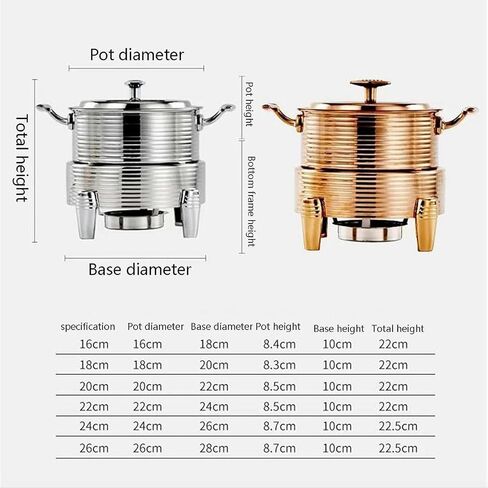 Catering Buffet Servers and Heaters - Stainless Steel Hot Pot Buffet Set, Hot Plate Buffet Set, Food Warmer for Catered Events, Round Hot Pot Buffet Set,Silver-22cm (Gold 28cm in Saudi Arabia