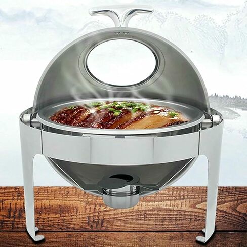 Food Heater for Buffet Service: Isolated Food Dish, Food Isolated Buffet, Stainless Steel Plate with Glass, Hot Pot Set, Heater ~/ in Saudi Arabia