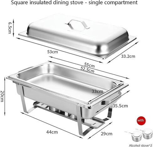 Stainless Steel Buffet Hot Plate - Has Lid Stainless Steel Heating Tray, Hot Pot Buffet Set, Food Heater with Solid Steel Lid and Holder Wedding Party Catering,Single Compartm in Saudi Arabia