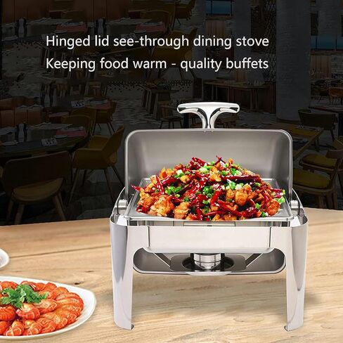 Dining Food Heater - Stainless Steel Hot Pot Buffet Set with Glass Viewing Lid and Built-in Lid Holder, Round Food Warm Plate for Parties, Dinner Parties and Di,Stainless Stee in Saudi Arabia