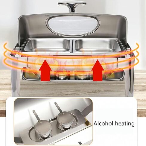 Hot Pot Buffet Set - Stainless Steel Buffet Heating Tray, Foldable Rectangular Catering, Durable Frame with Lid and Burning Fuel Rack Suitable for Kitchen Party Buffet Dining in Saudi Arabia