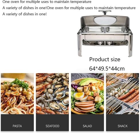 Hot Pot Buffet Set - Stainless Steel Buffet Heating Tray, Foldable Rectangular Catering, Durable Frame with Lid and Burning Fuel Rack Suitable for Kitchen Party Buffet Dining in Saudi Arabia