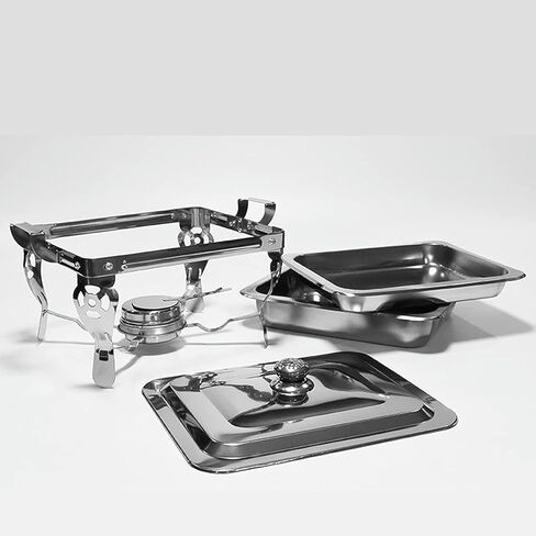 Stainless Steel Buffet Hot Plate - Stainless Steel Hot Pot Buffet Set, Food Warming Catering, Food Heater with Solid Steel Lid and Holder for Wedding Party Cat,Stainless Steel in Saudi Arabia
