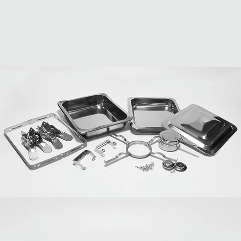 Stainless Steel Buffet Hot Plate - Stainless Steel Hot Pot Buffet Set, Food Warming Catering, Food Heater with Solid Steel Lid and Holder for Wedding Party Cat,Stainless Steel in Saudi Arabia