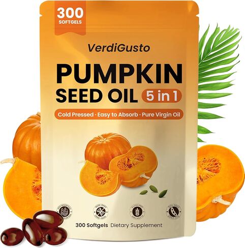 Pumpkin Seed Oil 10,000mg Extract 500mg Active | 300 Softgels | Saw Palmetto, Flaxseed Oil, Black Cumin Seed Oil & Biotin | Cold Pressed, Supports Hair & Prostate Wellness, Non-GMO, Gluten-Free in Kuwait