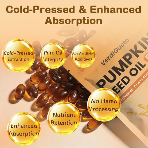 Pumpkin Seed Oil 10,000mg Extract 500mg Active | 300 Softgels | Saw Palmetto, Flaxseed Oil, Black Cumin Seed Oil & Biotin | Cold Pressed, Supports Hair & Prostate Wellness, Non-GMO, Gluten-Free in Kuwait