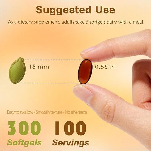 Pumpkin Seed Oil 10,000mg Extract 500mg Active | 300 Softgels | Saw Palmetto, Flaxseed Oil, Black Cumin Seed Oil & Biotin | Cold Pressed, Supports Hair & Prostate Wellness, Non-GMO, Gluten-Free in Kuwait
