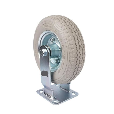 1 piece Heavy Duty 8 inch Galvanized PU Foam Fixed Wheels Solid Gray Rubber casters Inflatable no Push in Saudi Arabia