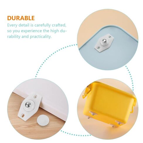 NUOBESTY 24pcs White Adhesive Mini Swivel Wheels for Storage Box Furniture Trash Can, Self-Adhesive Caster Rollers with Ball Bearings, Portable Support Pulley for Household Use in Saudi Arabia