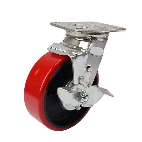 4-inch cast Iron Polyurethane (pu) Double Bearing Brake Heavy-Duty Caster/Storage cage Transport Turnover Trolley Wheel 1 piece(Universal Wheel) in Saudi Arabia