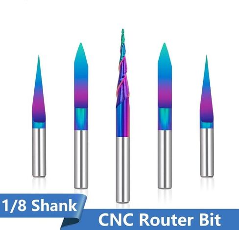 3pcs Nano Blue Coat End Mill CNC Router Bits，CNC Engraving Bit R0.25 2 Flute Ball Nose End Mill in Saudi Arabia