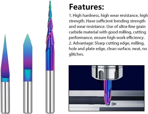 3pcs Nano Blue Coat End Mill CNC Router Bits，CNC Engraving Bit R0.25 2 Flute Ball Nose End Mill in Saudi Arabia